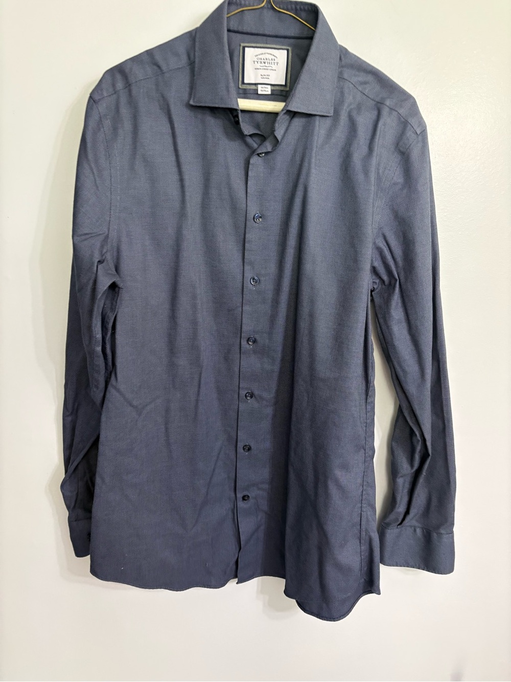 Charles Tyrwhitt Jermyn Street London  16/36in 41/91cm slim no iron Blue Tweed